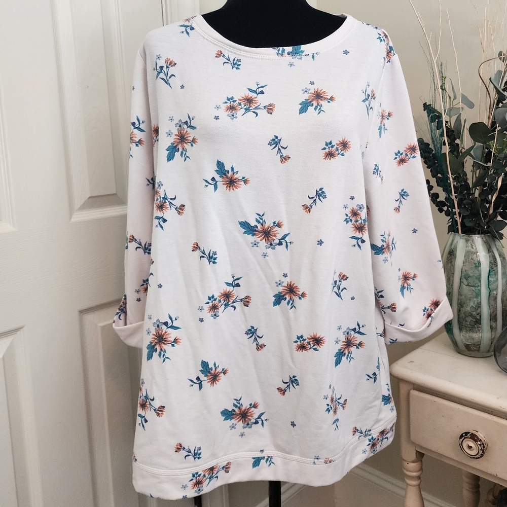 Women's 3/4 Sleeve Croft & Barrow Light Weight Sweatshirt Size 1X